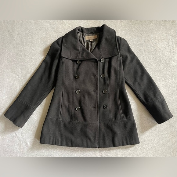 Marc New York Women’s Wool Blend Belted Overcoat Black Jacket Size 2 Winter Coat - Picture 1 of 7